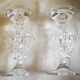 Pair of glass volute candlesticks