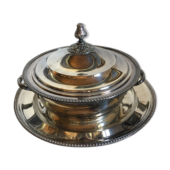 Soup and silver metal platter Louis XVI