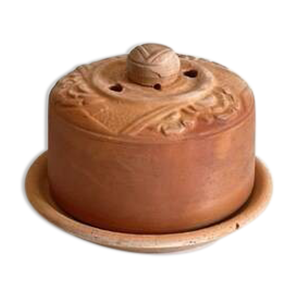 Beurrier Art Nouveau en terre cuite