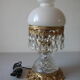 Old table lamp brass glass glass and opaline luminaire 32 cm
