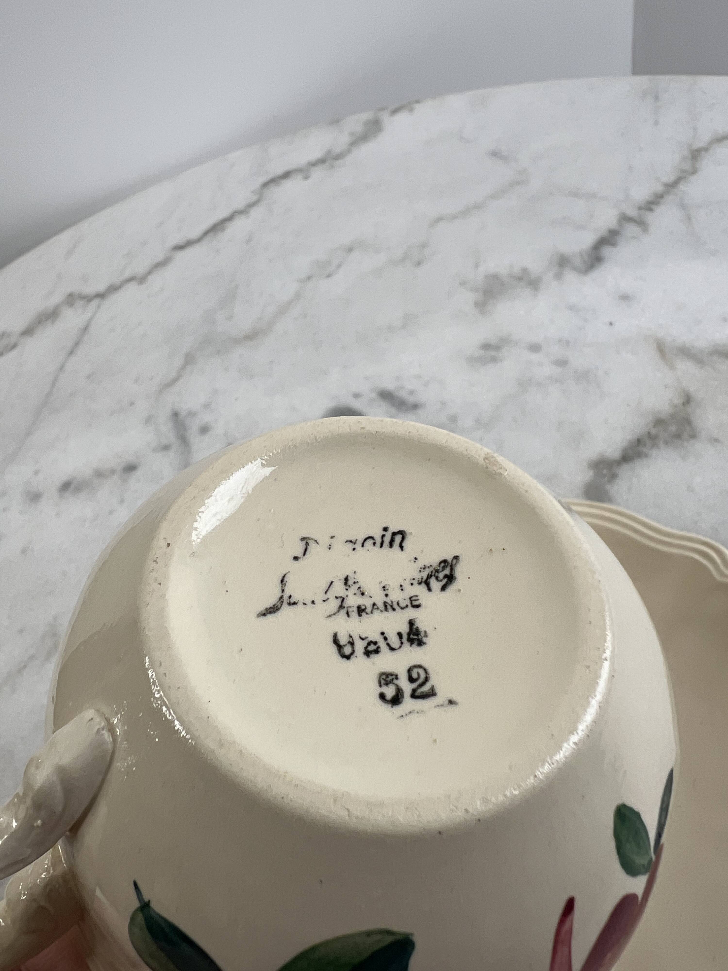Iron earth tea cup Sarreguemines and Digoin