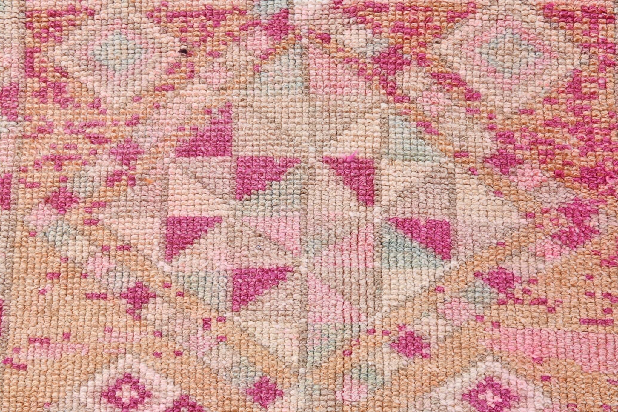 3x11 Soft Pink Turkish Runner Rug, 83x340 Cm