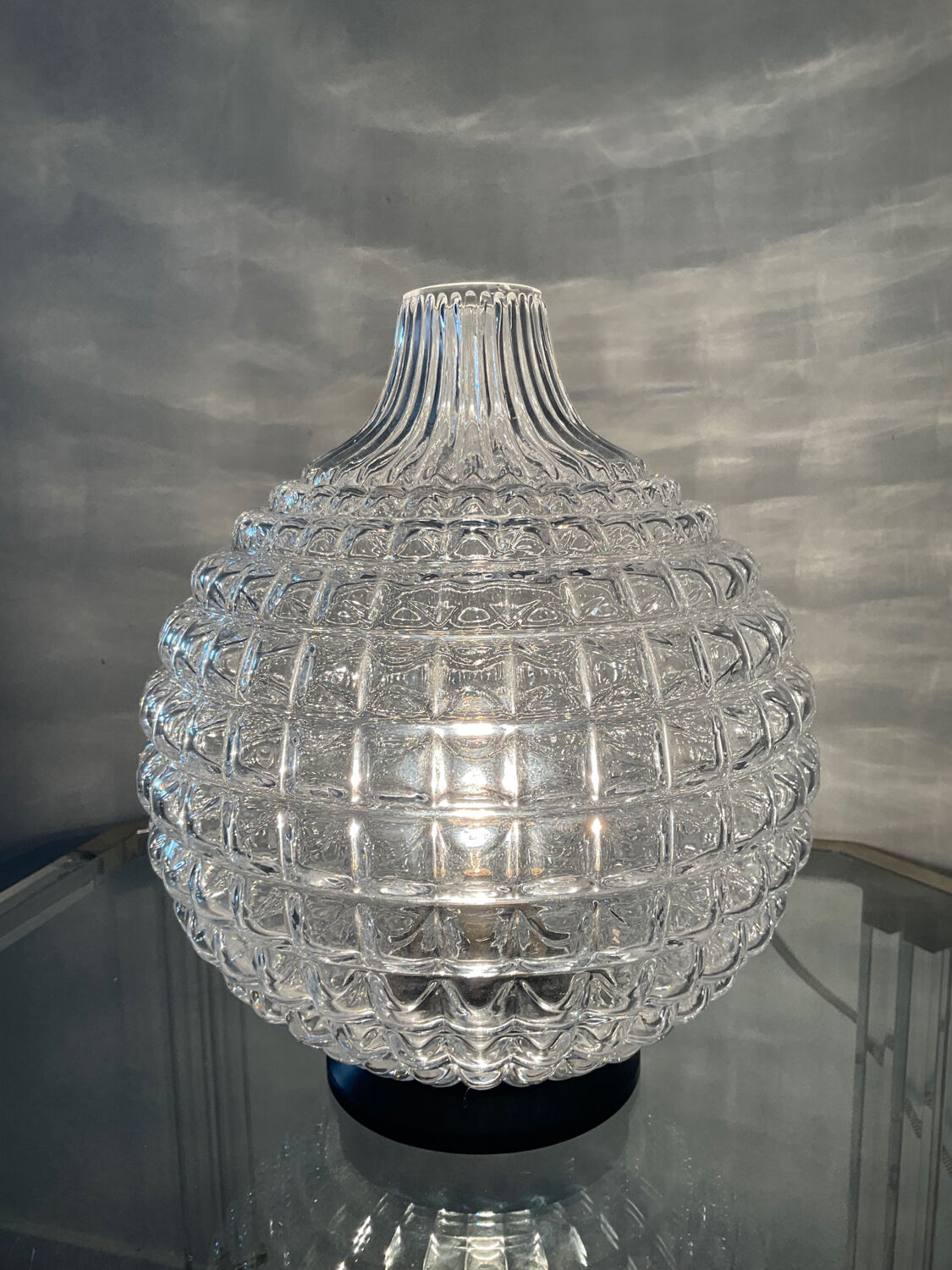 Vintage lamp from the 70s in molded glass