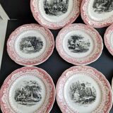 Set of 8 "Month" ceramic talking plates Digoin Sarreguemines