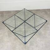 Pyramidal steel wire and glass coffee table
