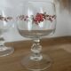Vintage lot de 6 verres à pied Luminarc fleurs roses