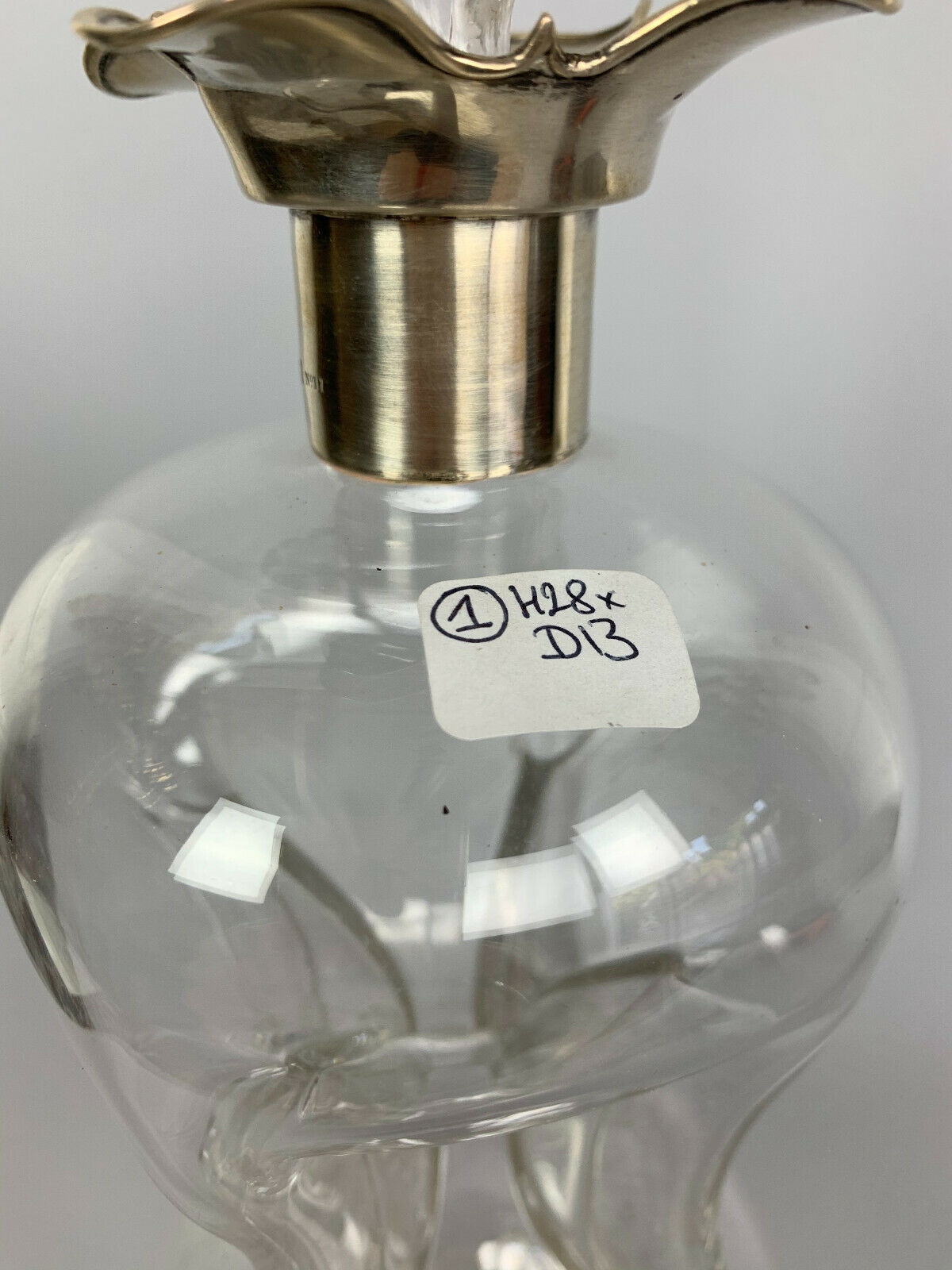 Blown glass carafe and silver frame