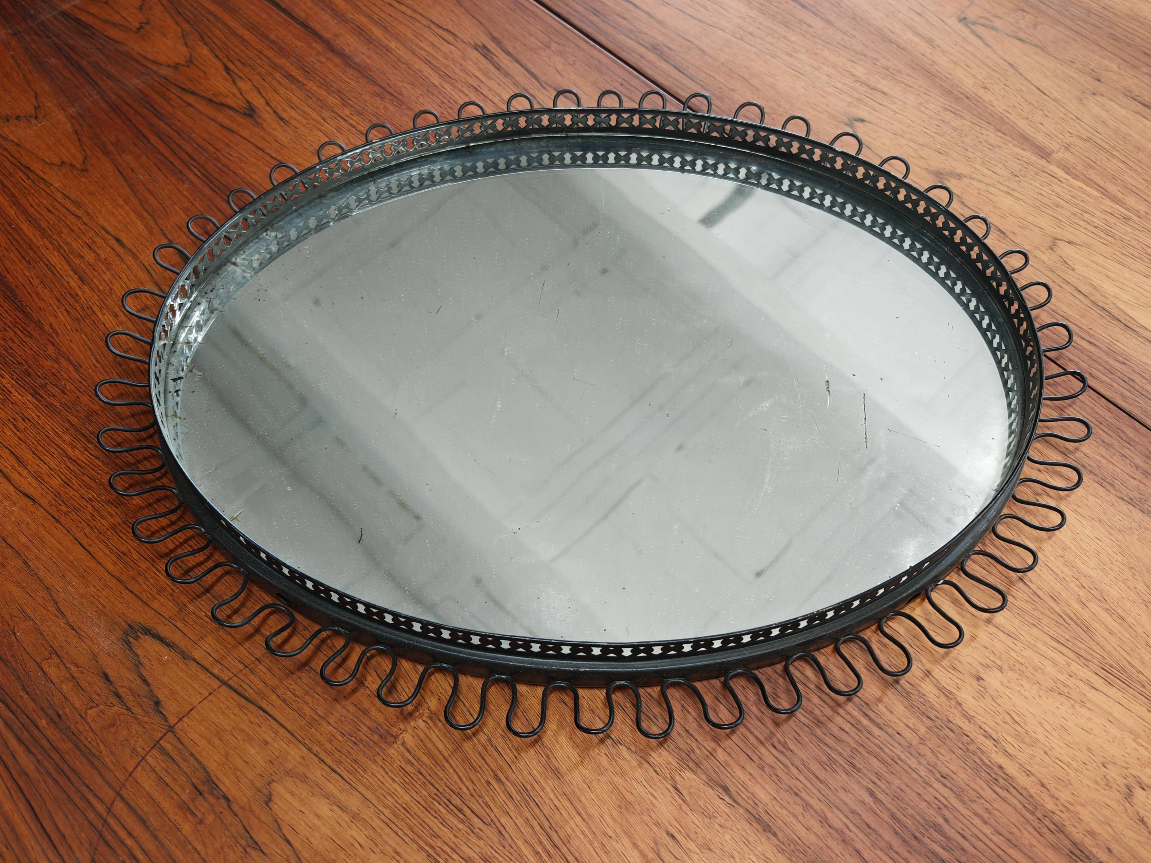 Oval Sun Mirror Mid Century Modern Josef Frank 1960s
