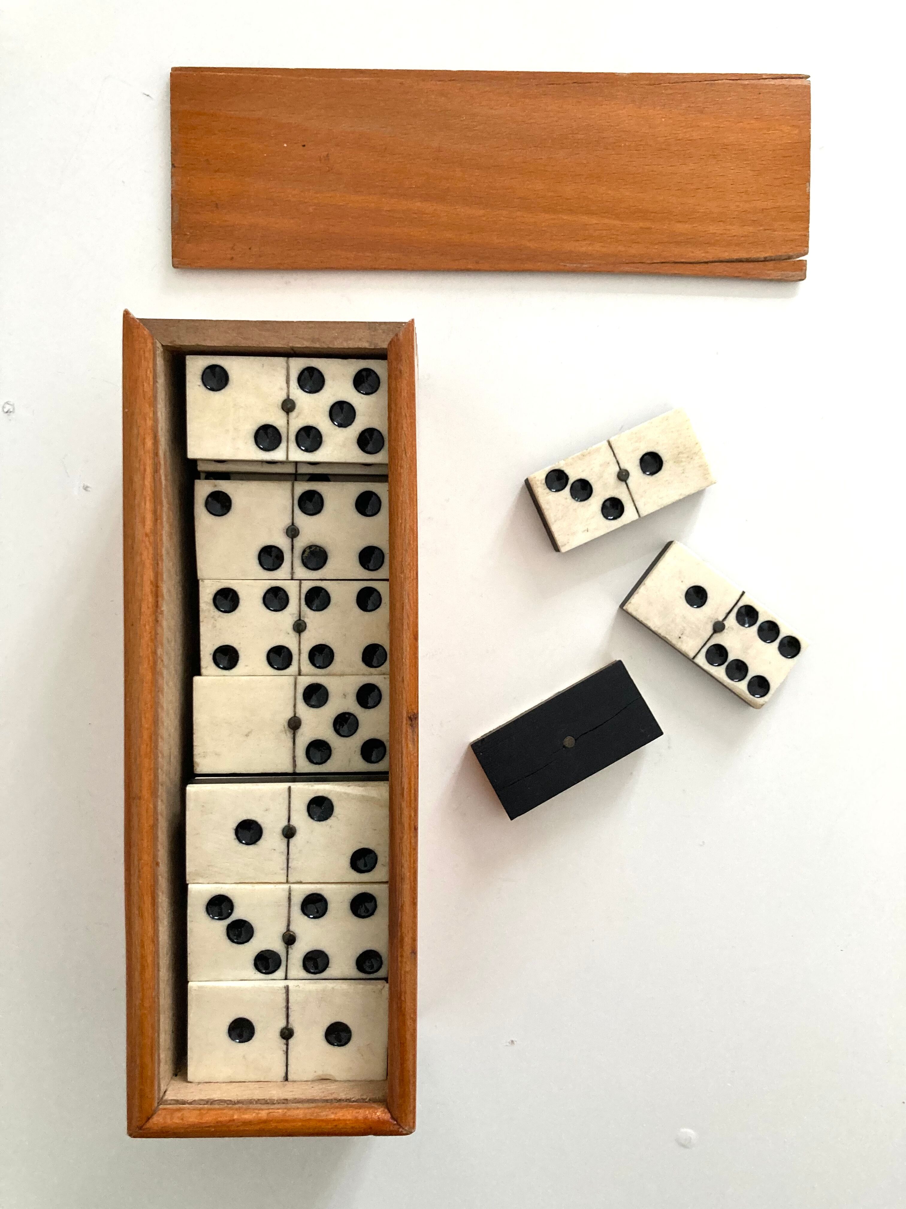 Old wood horn dominoes