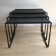 3 trundle tables in perforated sheet metal and black lacquered steel - 80s