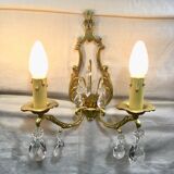 Pair of Wall Lamp Bronze And Crystal 2 Lights