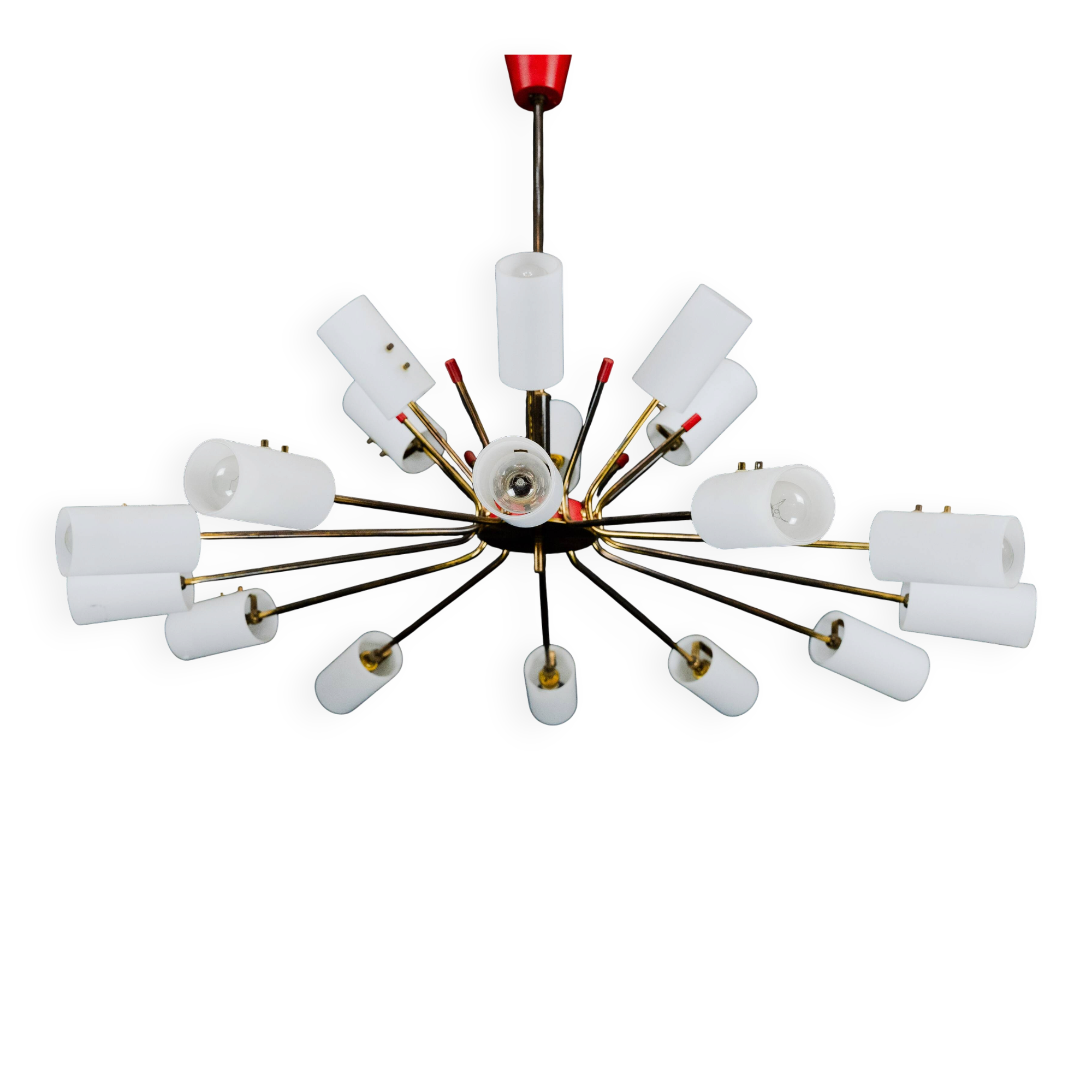 Large Mid-Century 18 arms chandelier in the manner of Arredoluce. Italy 195