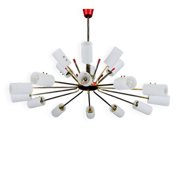 Large Mid-Century 18 arms chandelier in the manner of Arredoluce. Italy 195