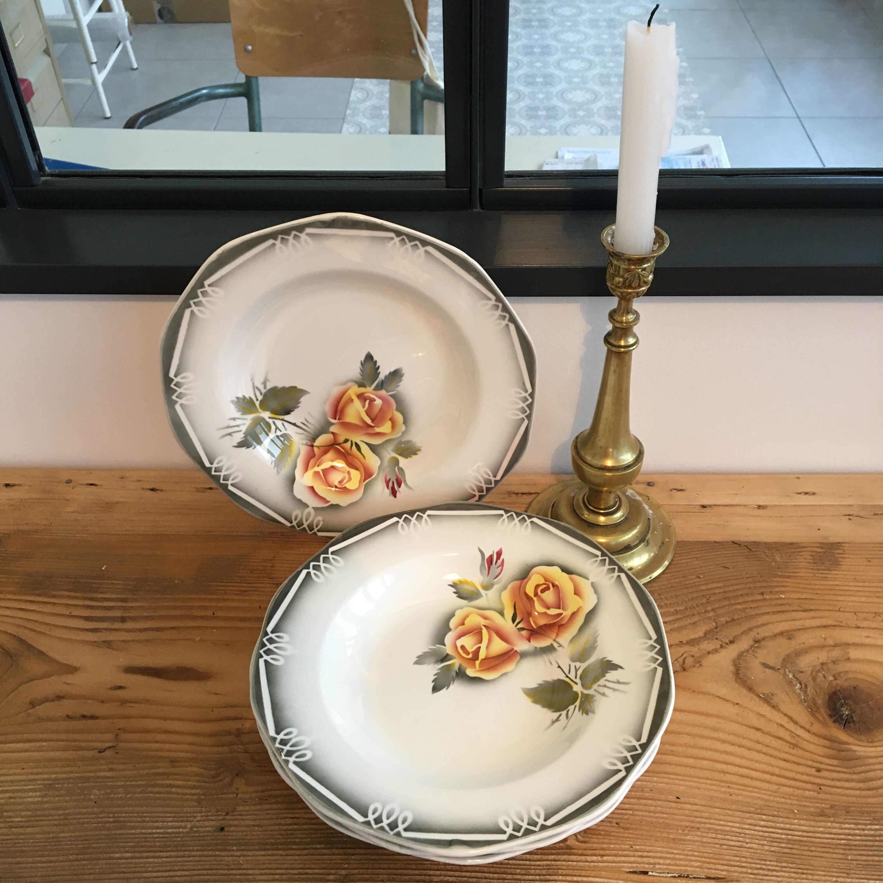 Set of 4 hollow plates "Odile" Digoin Sarreguemines