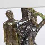 Brutalist sculptural table lamp "Man and Woman near a Tree", Italy, 1970s