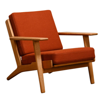 Hans J. Wegner GE290 Easy Chair in brown ochre fabric for GETAMA