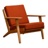 Hans J. Wegner GE290 Easy Chair in brown ochre fabric for GETAMA