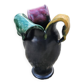 Vase Lunetta Vallauris Tricolore Vintage