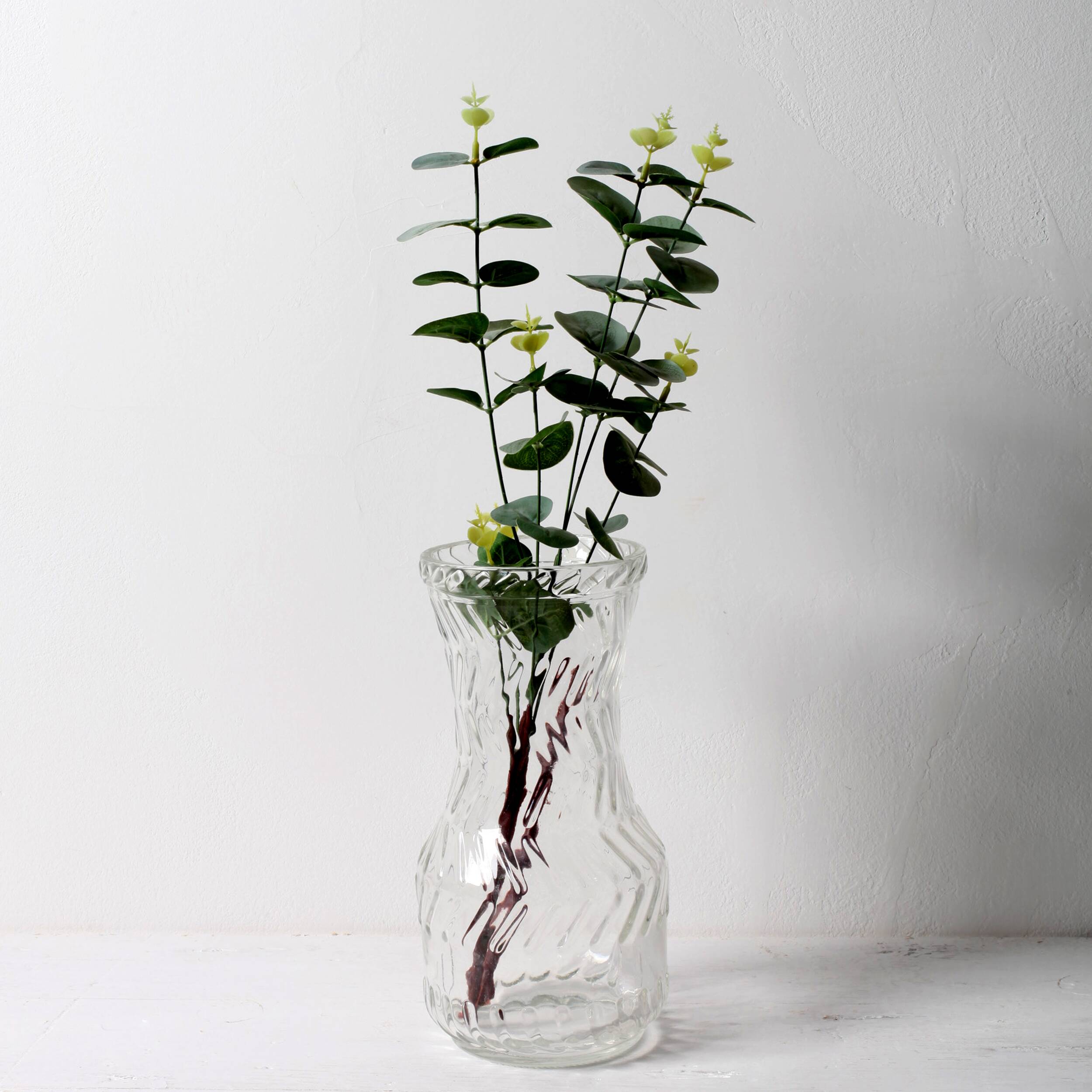 Vintage Rare Clear Hand Pressed Glass Flower Vase / Fidenza / Italy / 1970s