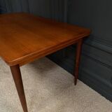 Scandinavian rectangular teak dining table with 4 tapered legs