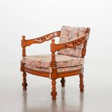 Giorgetti Gallery Collection Wooden Lounge Chairs w. Gobelin Upholstery 70s