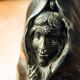 Single flower vase, Art Nouveau style, arum/calla motif and female faces.