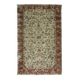 Tapis Vintage Turc – Rouge & Beige – Motifs Floraux – 295 × 178 cm