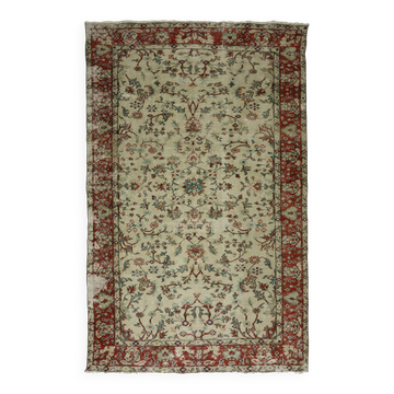 Tapis Vintage Turc – Rouge & Beige – Motifs Floraux – 295 × 178 cm