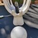 White ceramic hand lamp opaline ball 70s