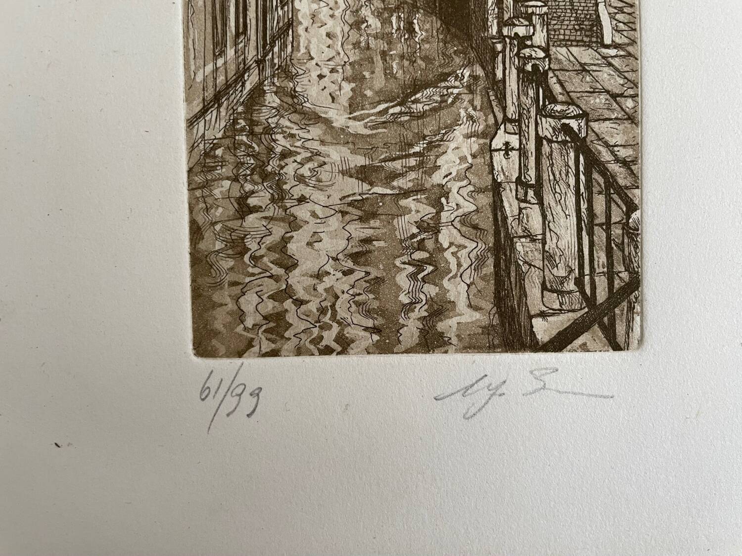 Gravure numérotée ancienne, vue de Venise