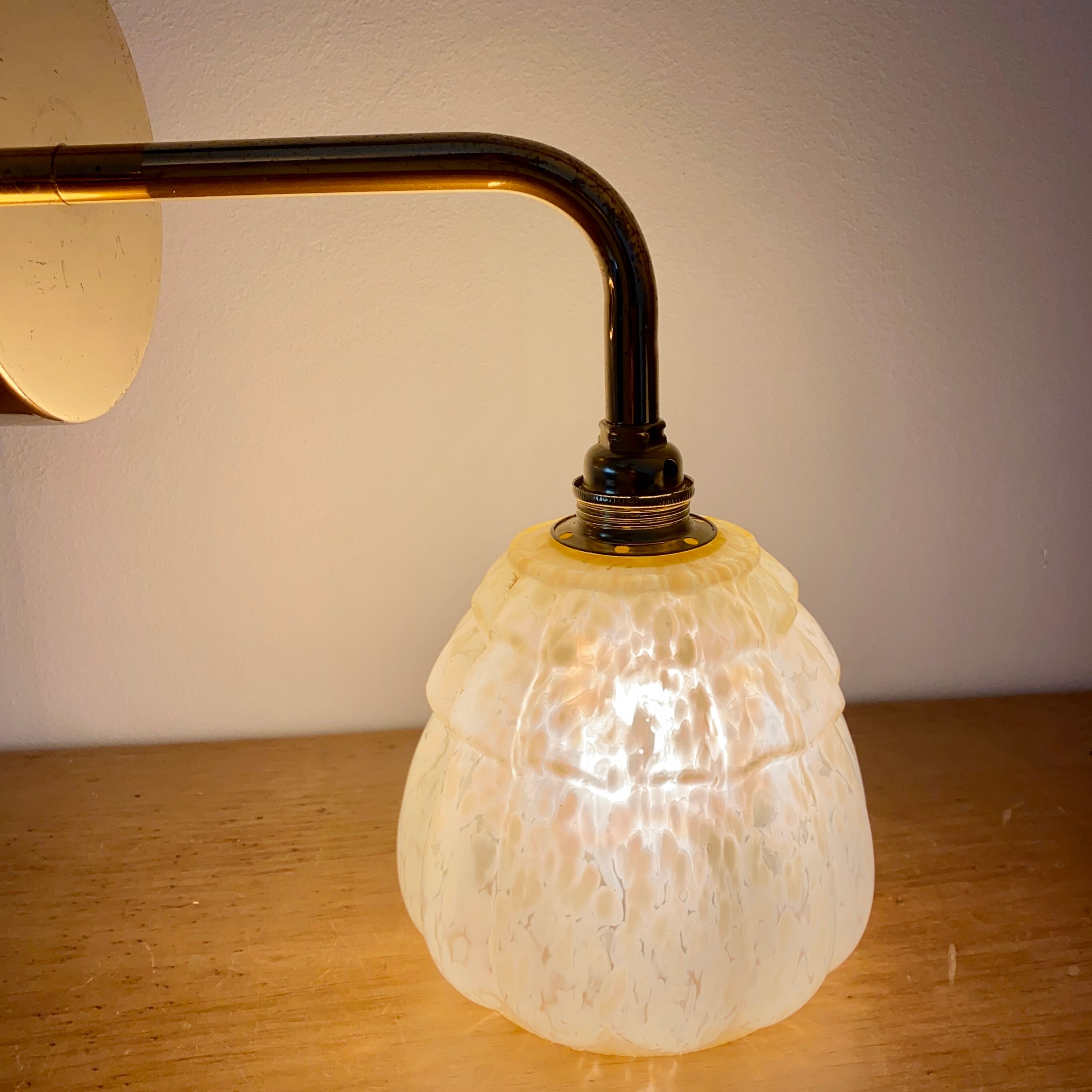 Vintage tulip wall lamp in yellow Clichy glass