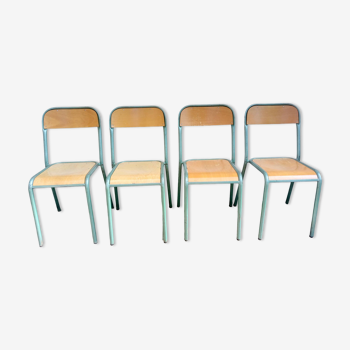 Lot de 4 chaises bois et métal