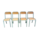 Set of 4 wood and metal chairs