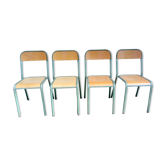 Lot de 4 chaises bois et métal