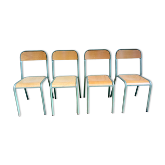 Set of 4 wood and metal chairs