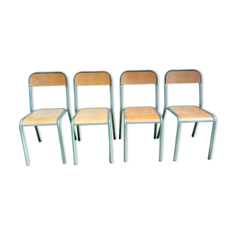 Lot de 4 chaises bois et métal