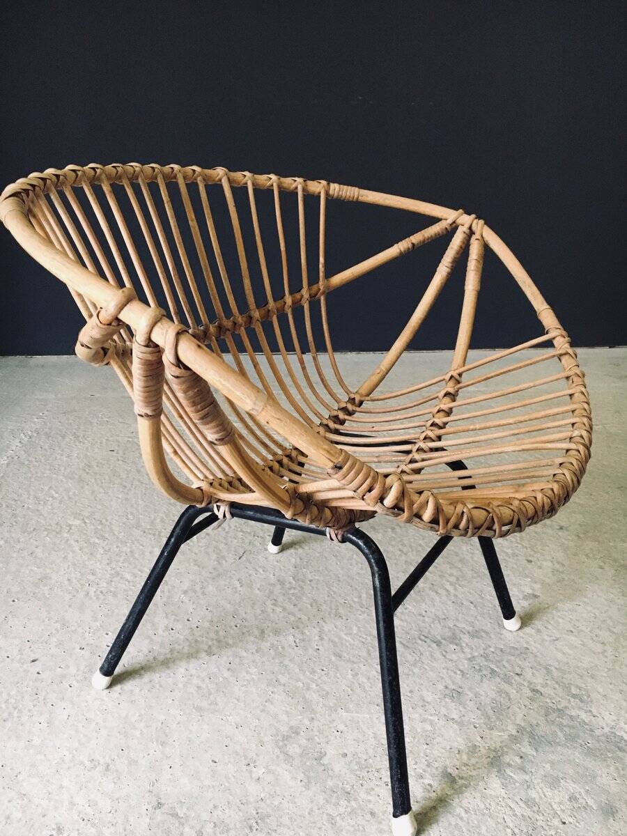 Mid-Century Modern Bamboo Lounge Chair, France, 1950s
