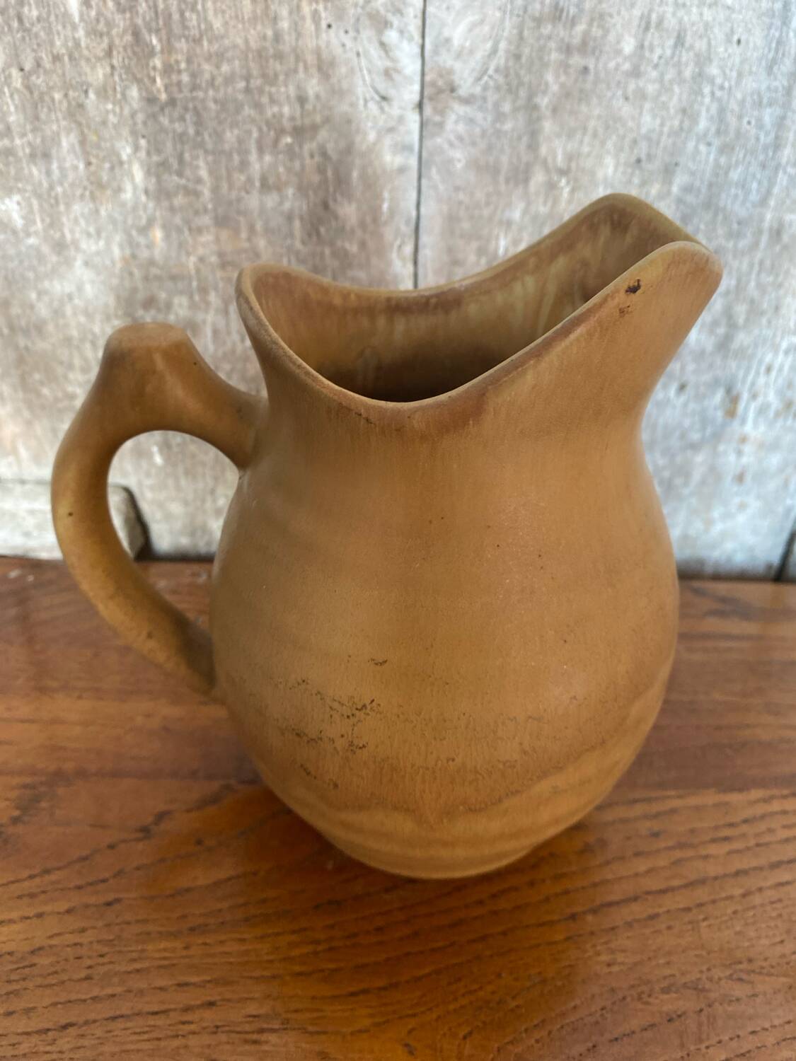 Antique pitcher old beige stoneware made in france vintage