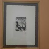 Series of 9 - Engravings (etching) - framed