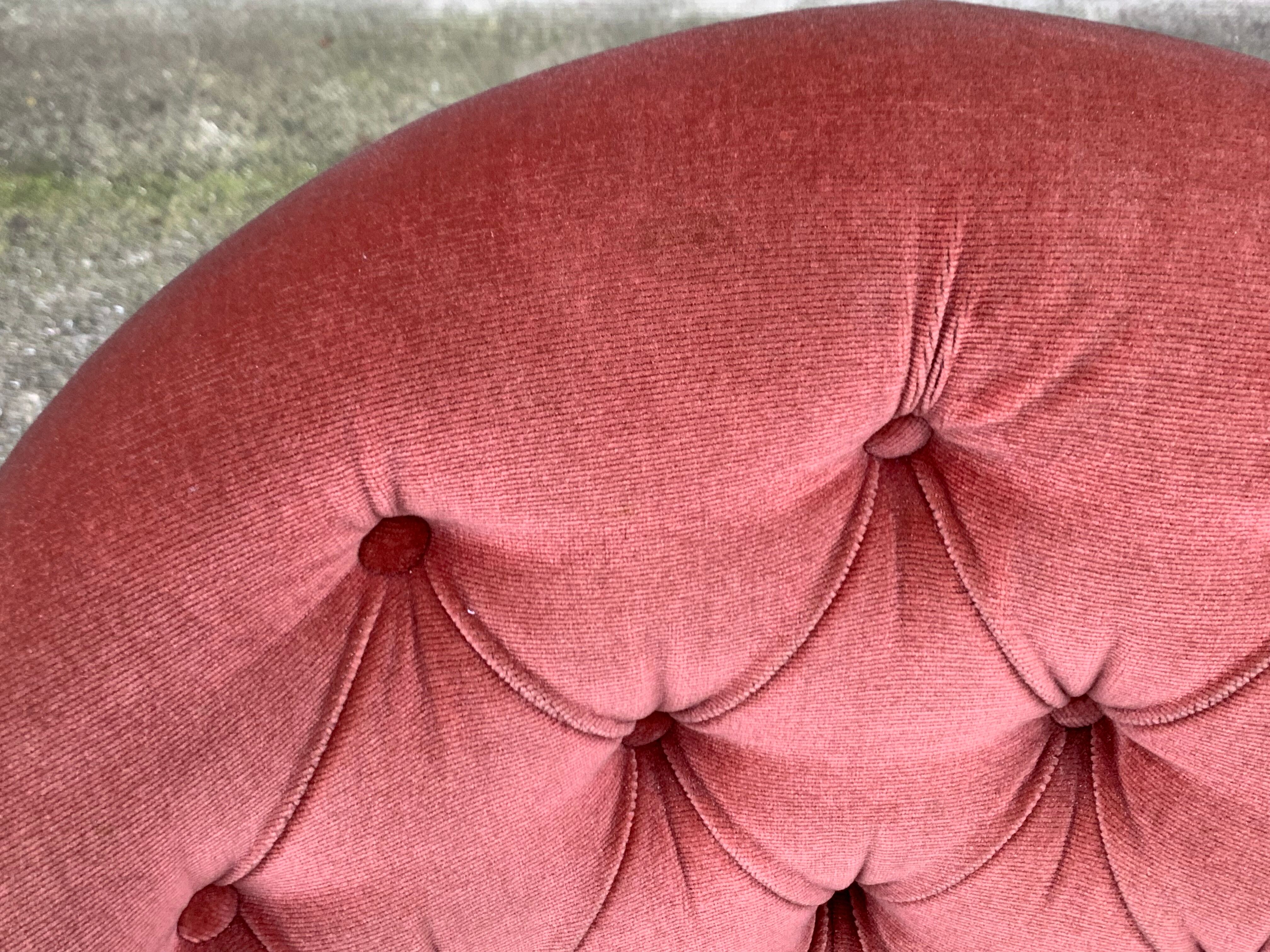 Pink velvet toad chair, 50s