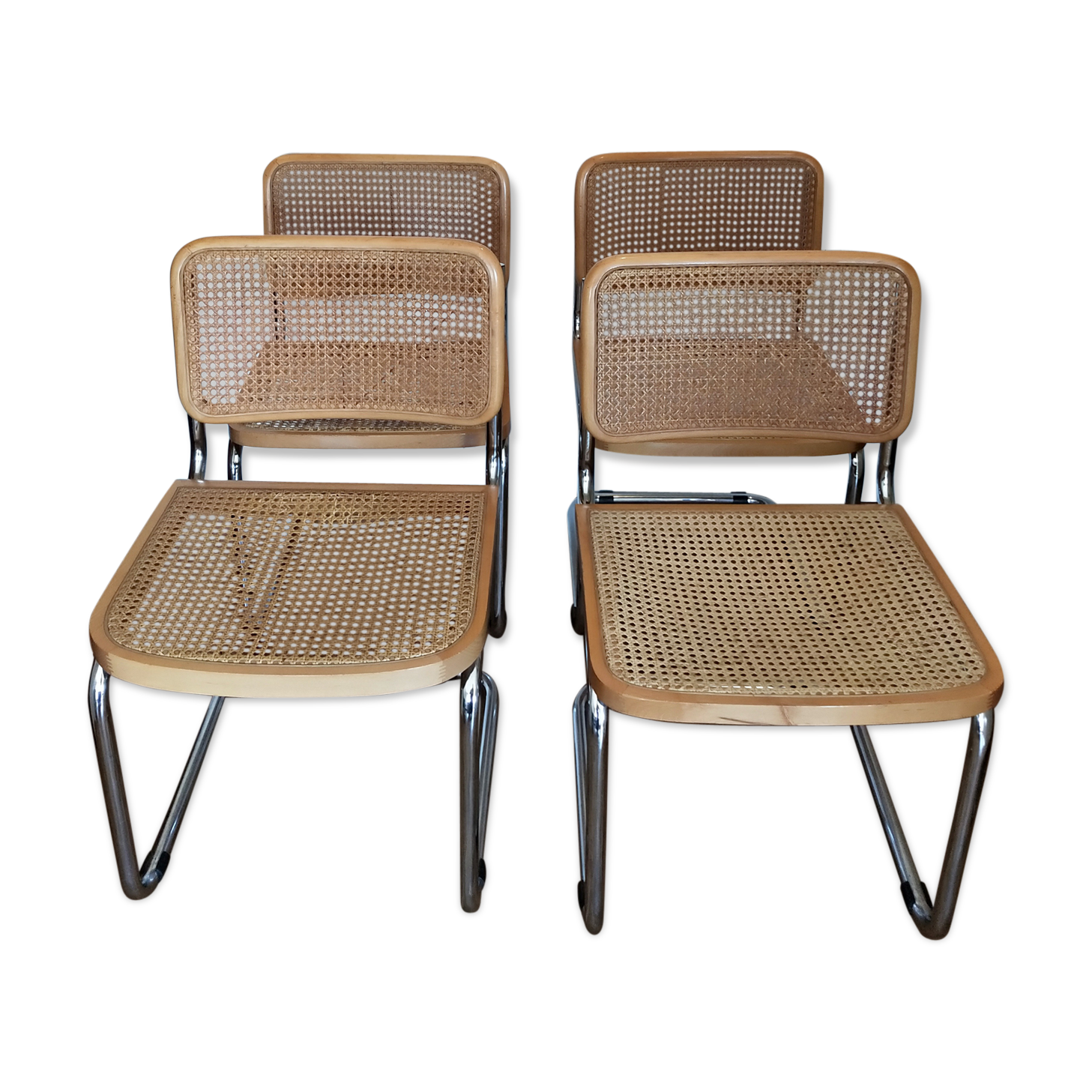 Set of 4 cesca chairs B32 by Marcel Breuer