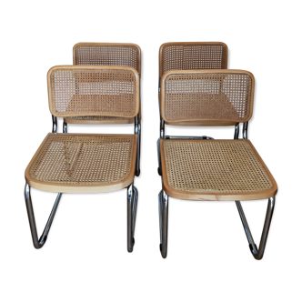 Set of 4 cesca chairs B32 by Marcel Breuer