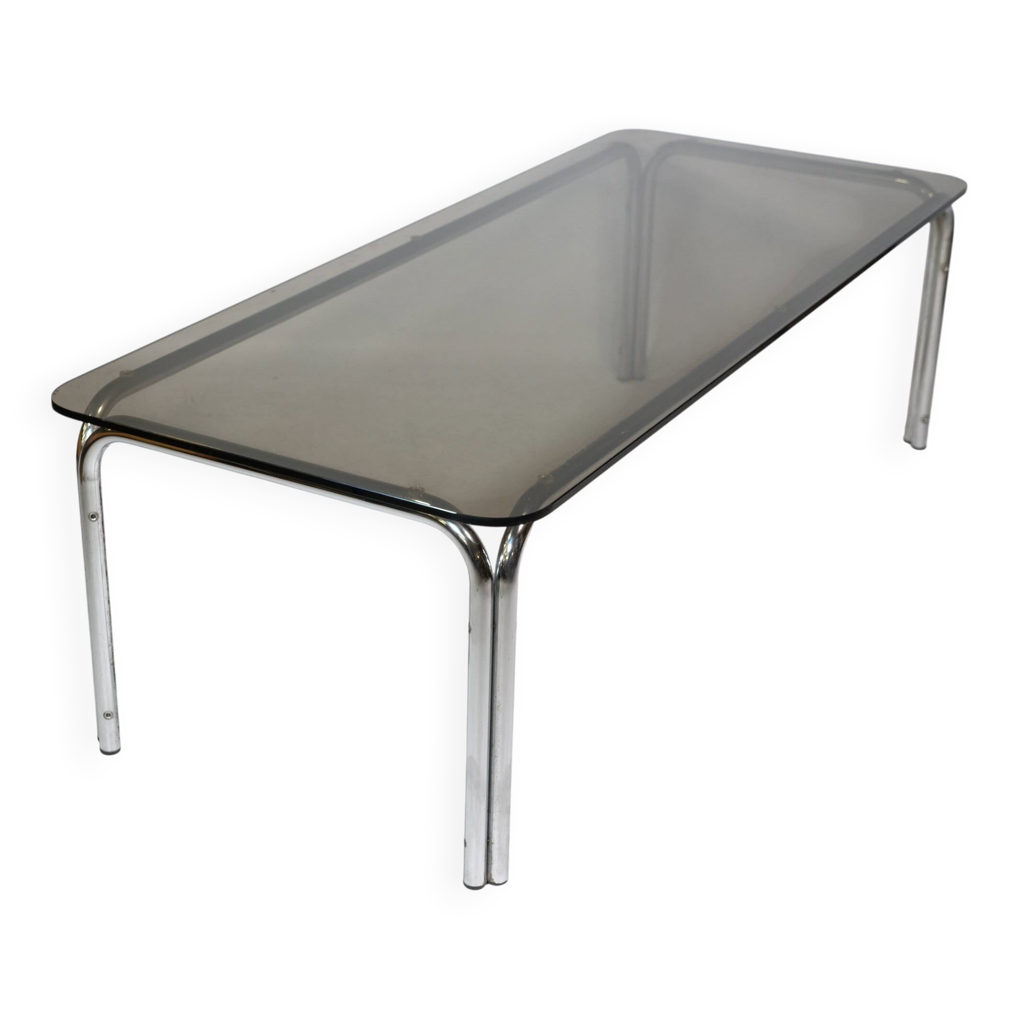 Mid-Century Design Chrome and Smoked Glass Coffee Table, 1970s