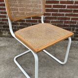 Cesca chair b32 model in white and wood by Marcel Breuer