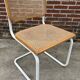 Chaise Cesca modèle b32 en blanc et bois par Marcel Breuer