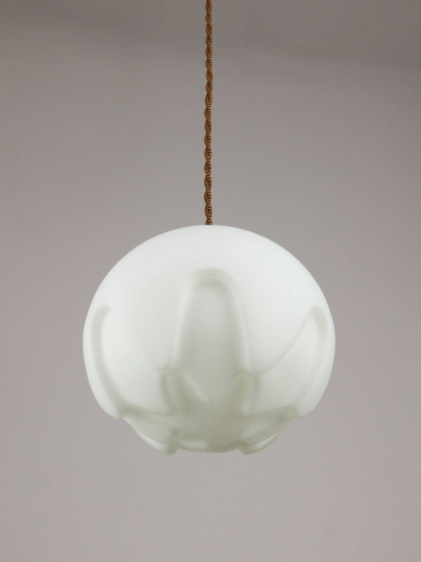 Mid-Century Italian Brass & Opaline Pendant Lamp