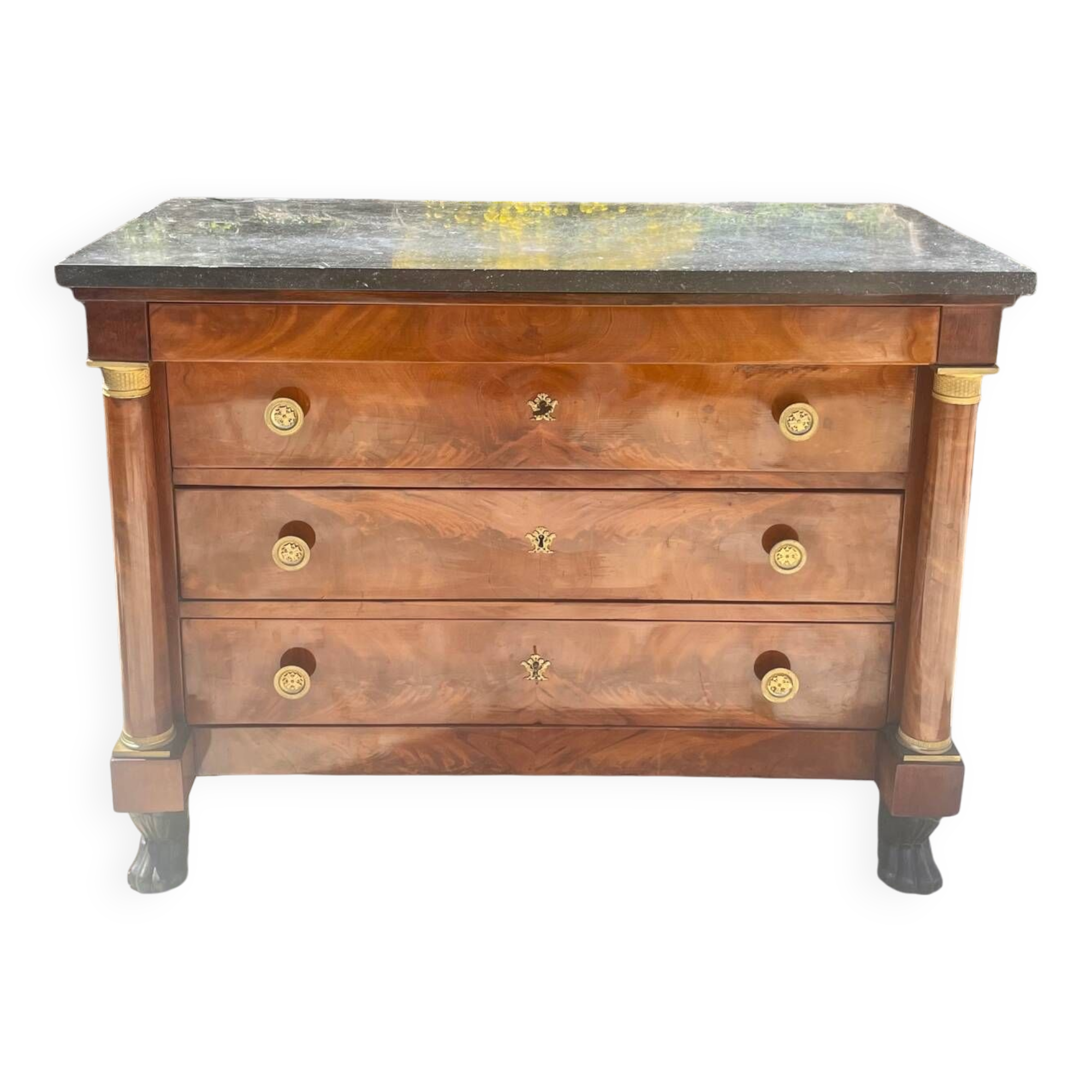 Commode empire retour D’Égypte en Acajou Flammé Époque XIX eme siècle