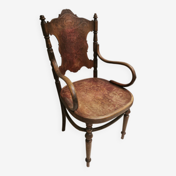Ancien fauteuil fischel , chaise en bois courbé