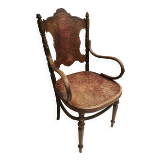 Ancien fauteuil fischel , chaise en bois courbé