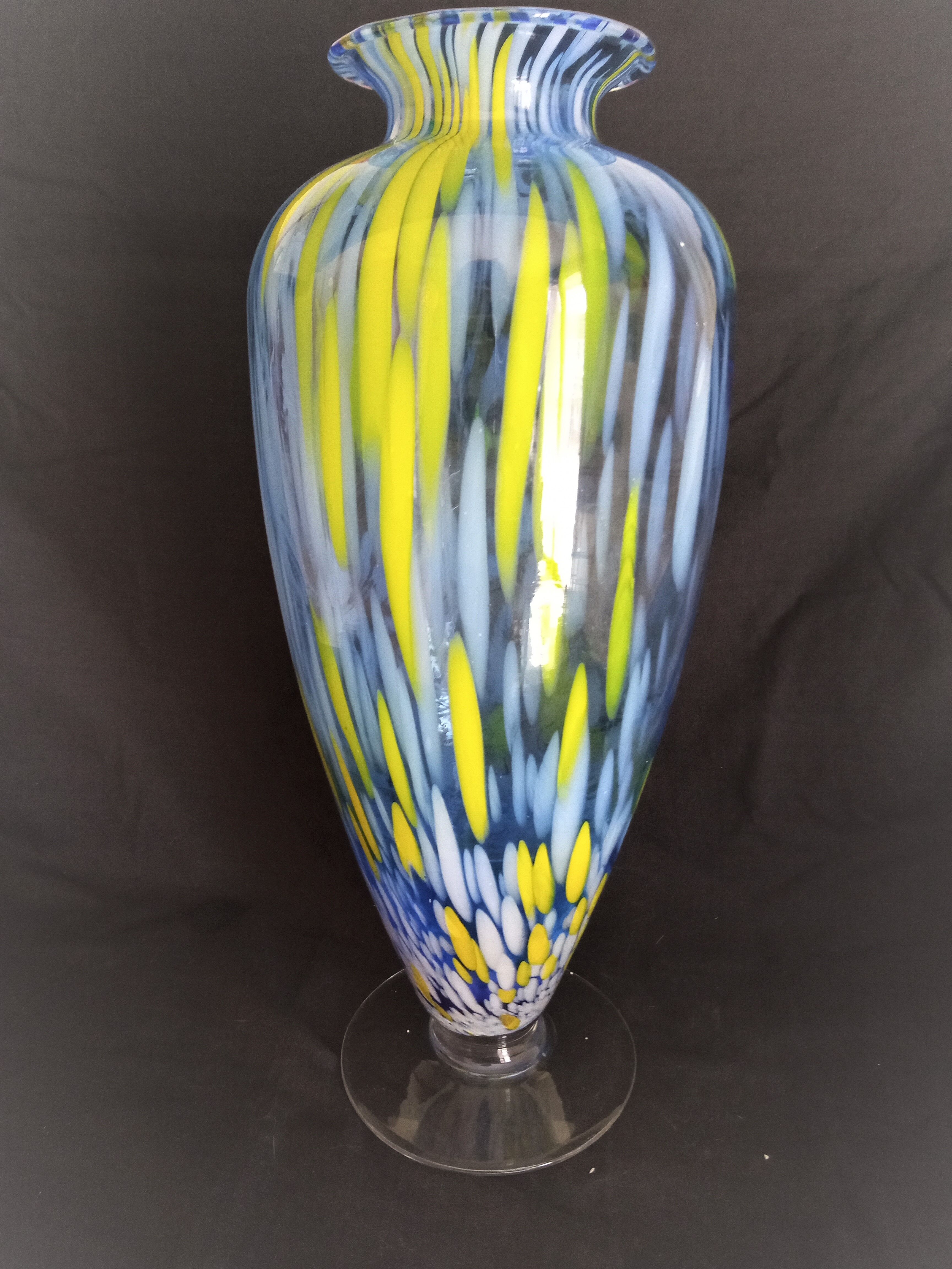 Large Murano glass vase, handmade, 38 cm high